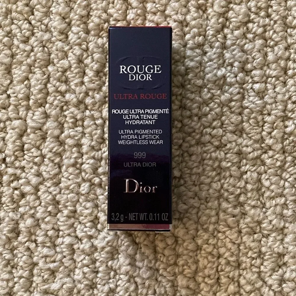 Dior Rouge Ultra Dior 999 Lipstick Luxe Bright Red Like New with Box Swatched